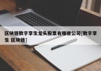 区块链数字孪生龙头股票有哪些公司[数字孪生 区块链]