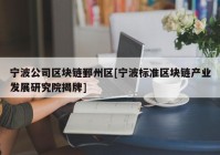 宁波公司区块链鄞州区[宁波标准区块链产业发展研究院揭牌]